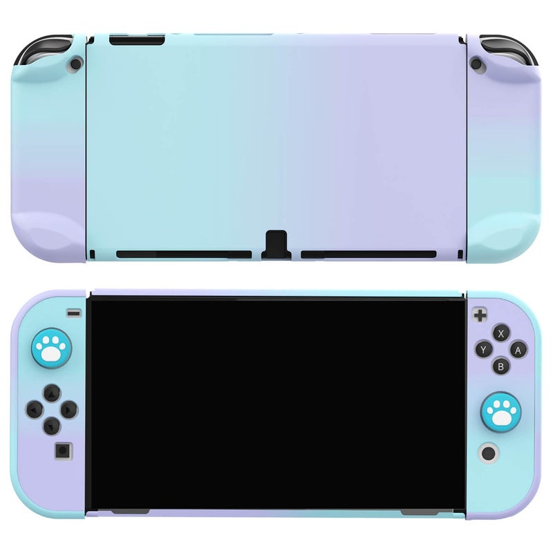 COMCOOL Dockable Case for Nintendo Switch Oled - [9 FT Military Grade Drop Protection] [with Tempered Glass Screen Protector and Thumb Grips] Protective Cover for Nintendo Switch Oled - Purple Blue - Image 5